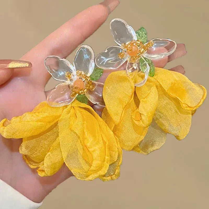 Cute Summer Flower Earrings Handmade Vacation Bohemian Earrings Exaggerated Beach Women Jewelry Party