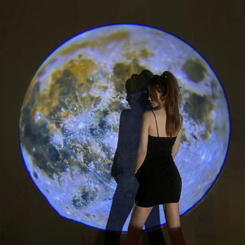 【C】USB Ceiling Moon & Earth Projection Night Light Starry Sky Galaxy Projector - Romantic Bedroom Atmosphere Lamp Easy to Use