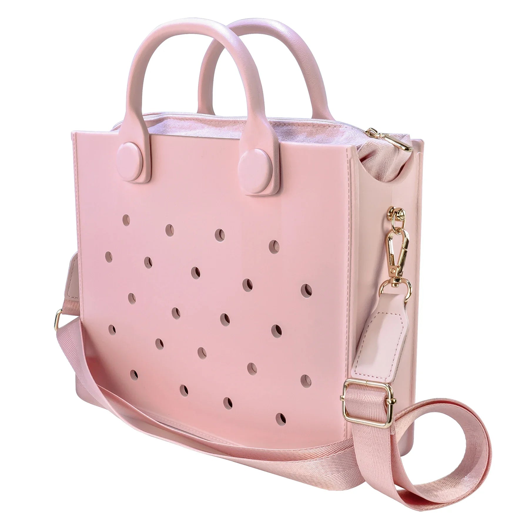 Fashion Storage EVA Large Leather Shoulder Bag Beach Tote Travel Handbag Storage for Women Casual Waterproof Bag Hole Fit Charms