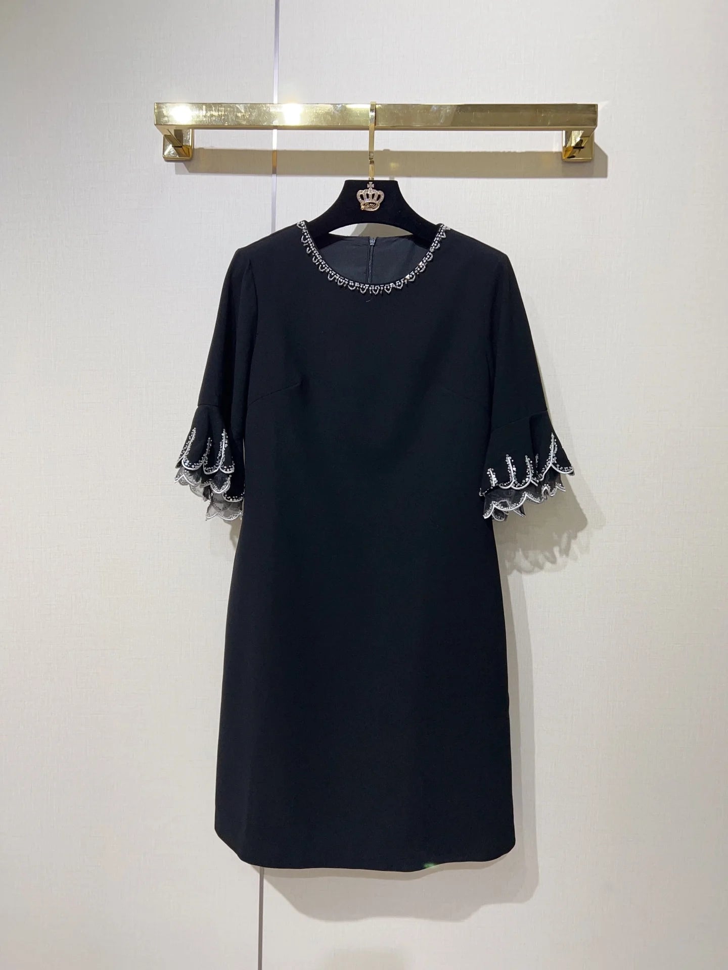 ZJYT Elegant Luxury Summer Dresses for Woman 2026 Short Sleeve Beading Black Casual Party Dress Female Clothing Vestidos Ladies