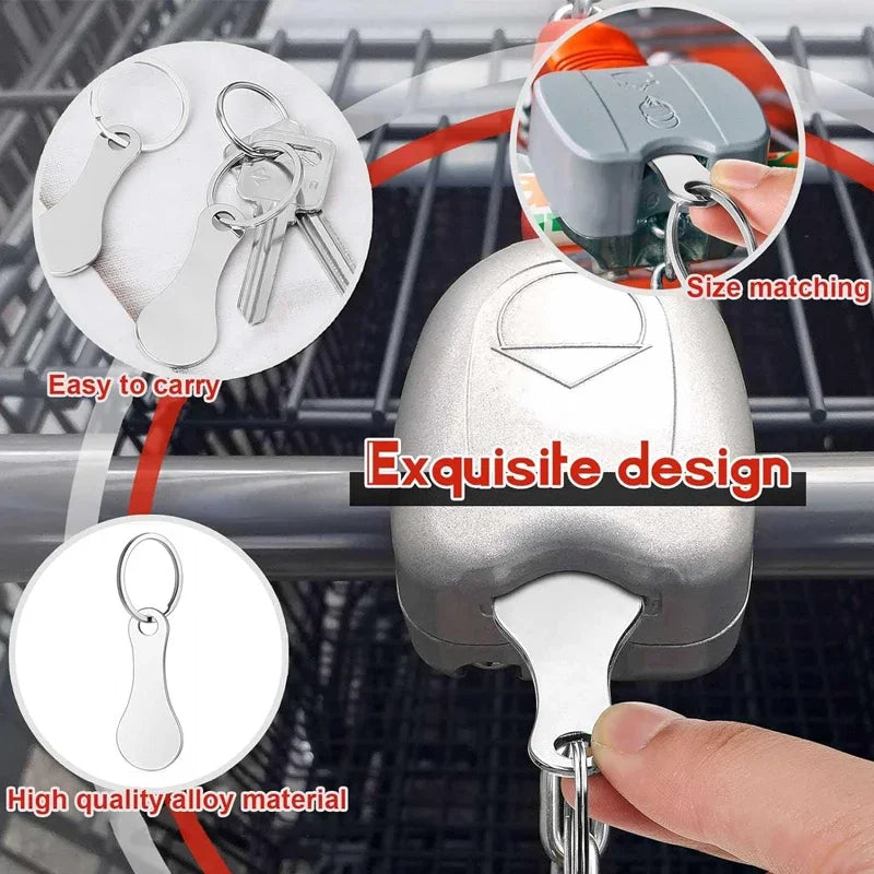 10PCS Free Custom Logo Shopping Cart Trolley Token Key Ring Hanger Loose Shopping Cart Chip Stainless Steel Shopping Cart Tools