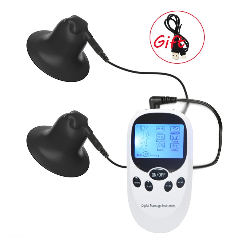 Electric Shock Nipple Sucker Enlarger Nipple Clamp Pussy Pump Clit Clip Vacuum Stimulate Breast Enlarger Sextoy For Women Men SM