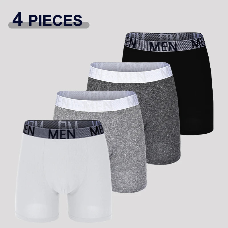 4Pcs/Set Seamless Milk Silk Mid-Long Boxer Shorts For Men Fashion High Elastic Leisure Comfortable Boyshort Sexy Male Underwear