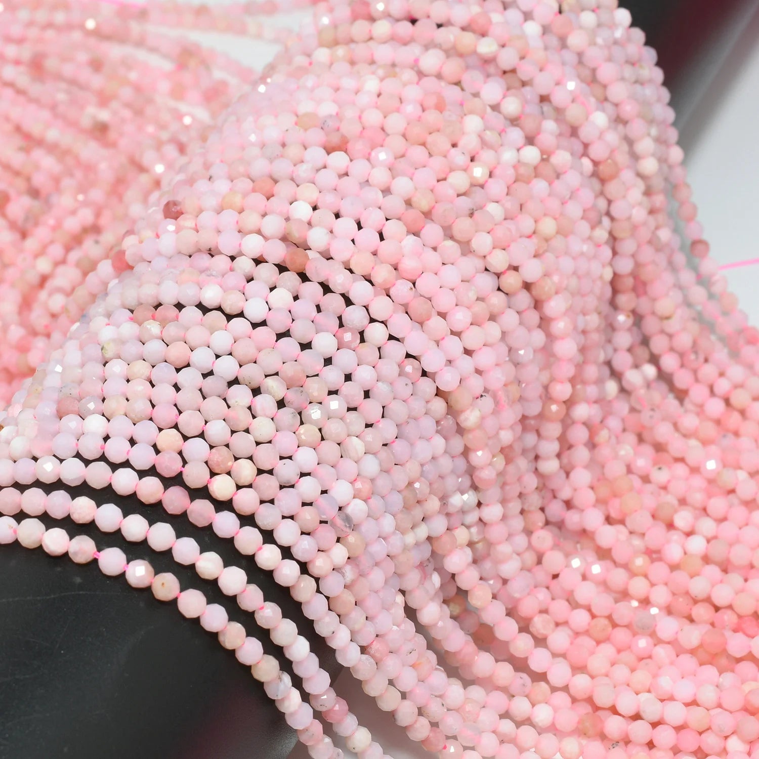 Natural Pink Opal Faceted Round Beads 2mm/3.3mm/4.5mm, Stock Of 2mm Changed from 25th July