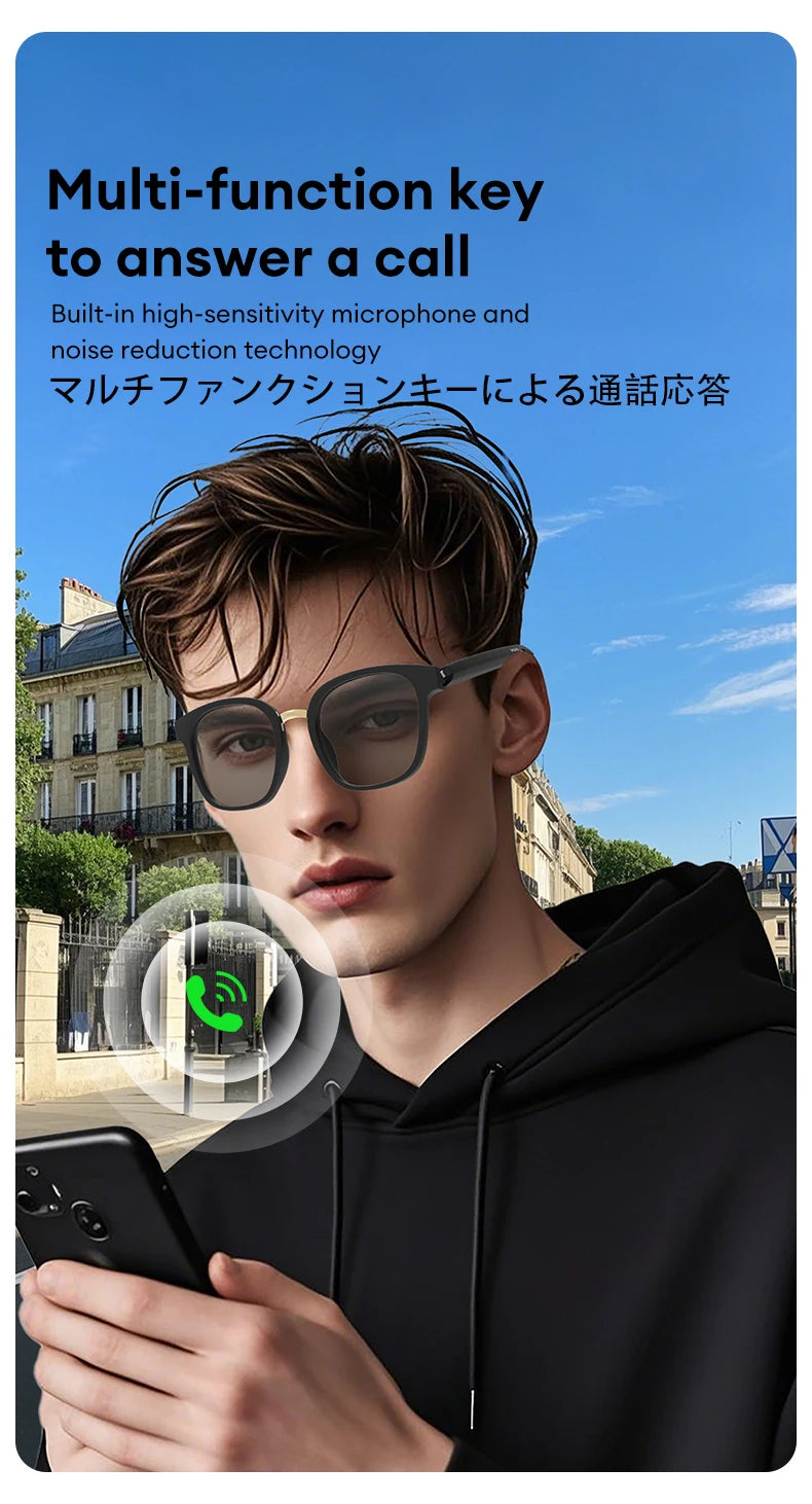 Choice AI Glasses PAXA S7 Pro Photochromic Lenses Sunglasses HD Call Smart Translation Bluetooth Earphones Music Fashion Glasses