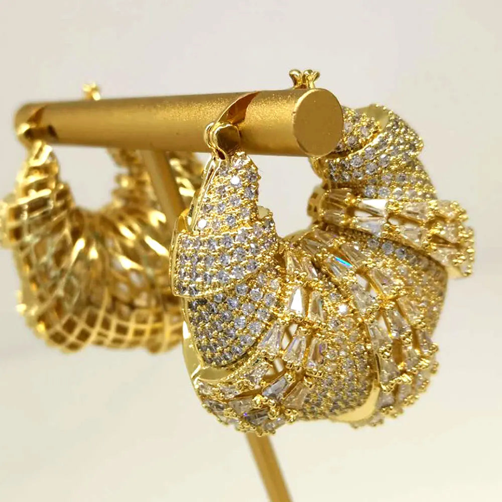GODKI Luxury Leopard Statement Big Hoop Earrings For Women Wedding Cubic Zircon CZ DUBAI Bridal Round Circle Hoop Earring 2019
