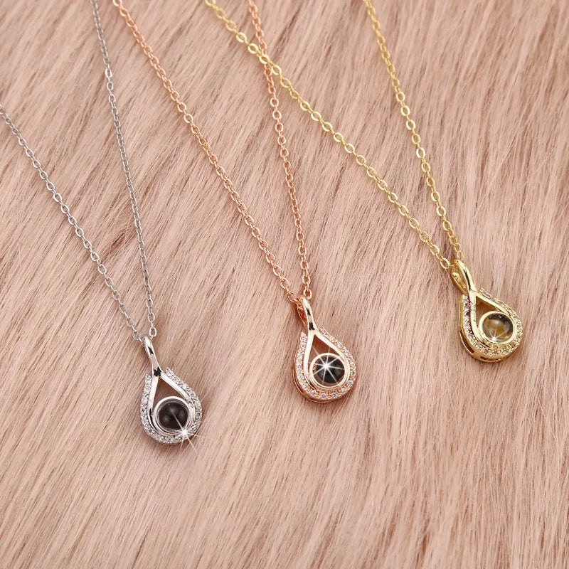 Valentine's Day Gift Photo Custom Projection Necklace Lock Shaped Projection Necklace Lover Family Wife Husband Memory Gift