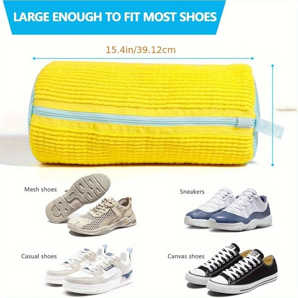 Durable Shoe Washing Machine Bag Yellow Blue Zipper Ideal for Sneakers And Casual Shoes Laundry Wash Bag for All Shoe Types