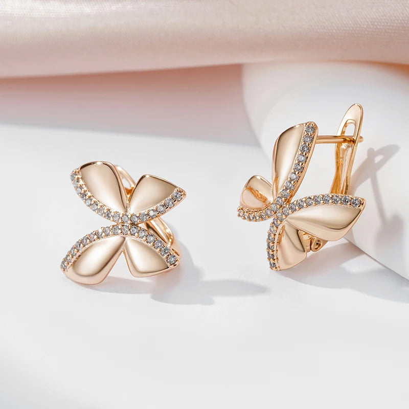 SYOUJYO Butterfly Shape Earrings For Women English Ear Clips Daily Wear Luxury 585 Gold Color Jewelry