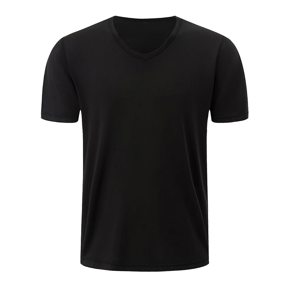 1/2/3 Pcs Men's Solid Color Casual Small White T Youth Loose Joker Classic V-neck Comfortable Short Sleeve Simple Fashion T-shir