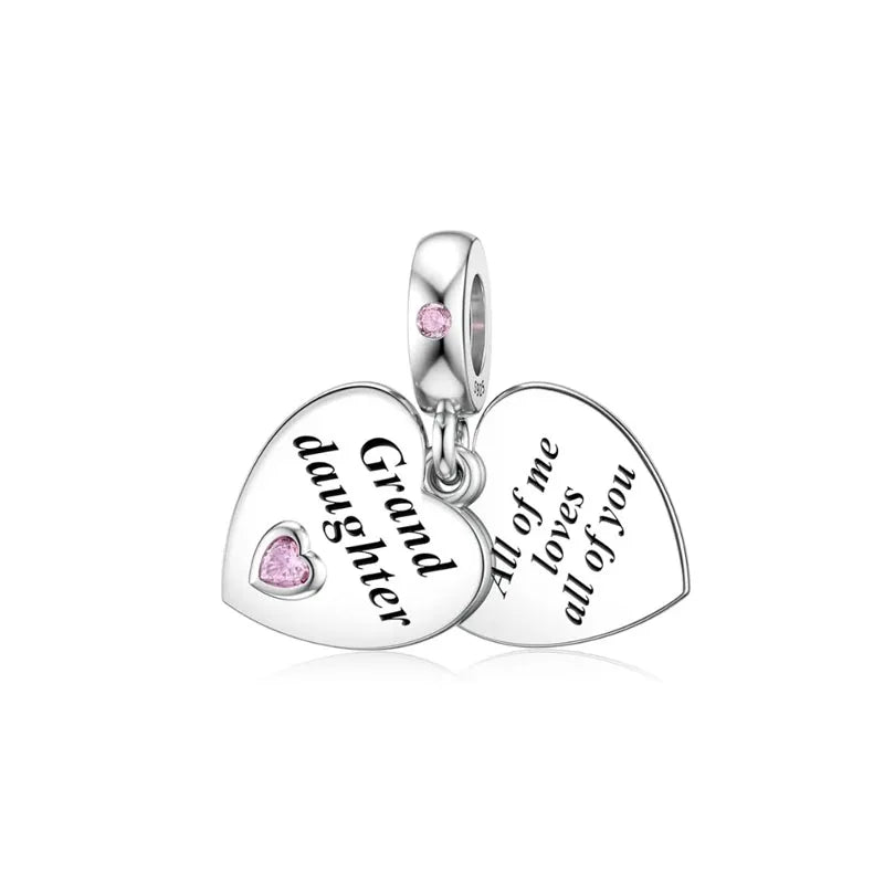 Hot Selling 925 Silver Sibling Daughter Heart-Shaped Charm Bead Suitable For Original European Bracelet DIY Women's Jewelry Gift