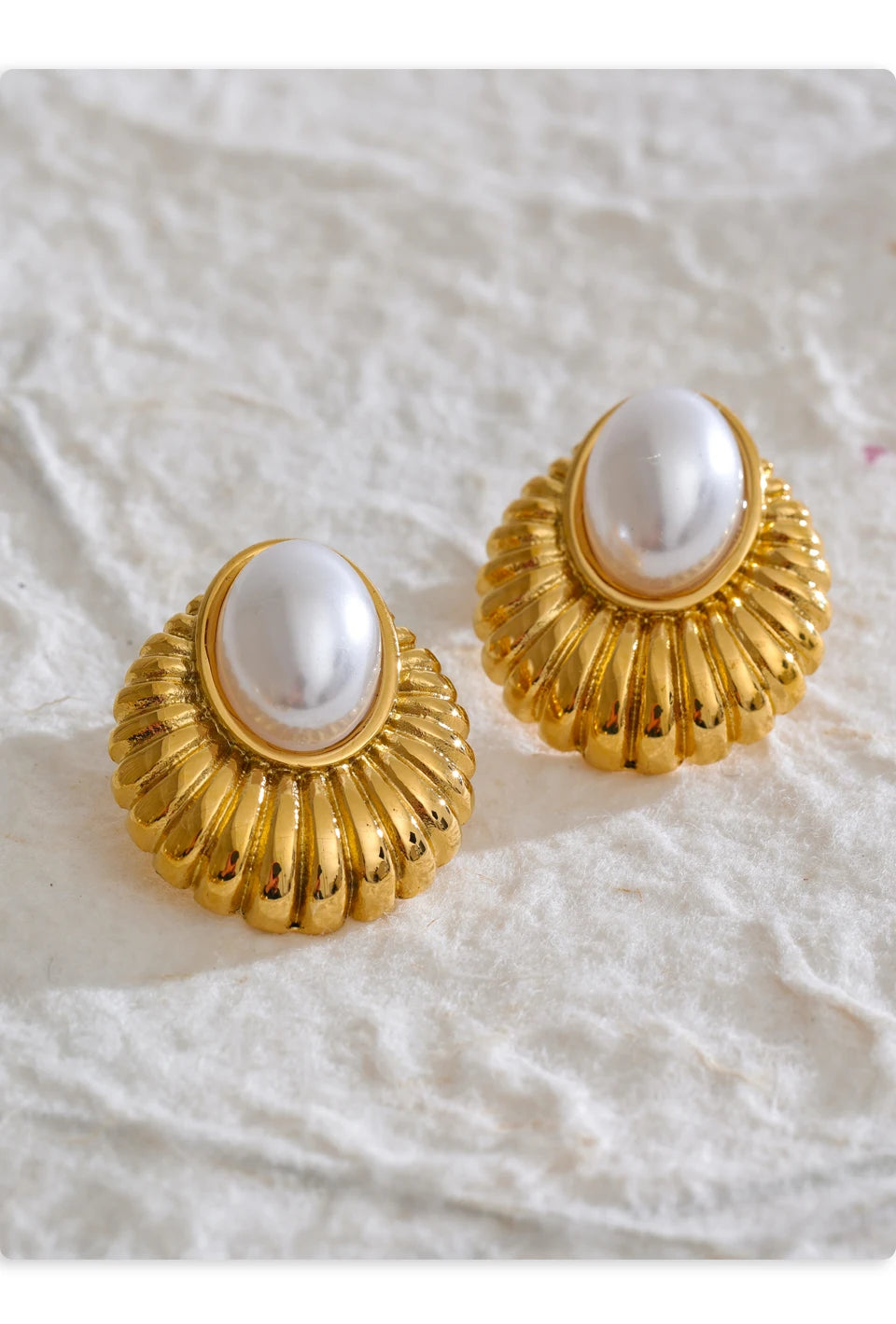 Yhpup Trending Stainless Steel Imitation Pearls Round Square Stud Earrings Korean Daily Versatile Vintage Chic Fashion Jewelry