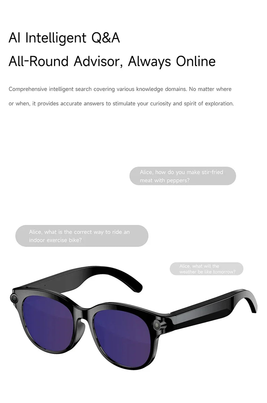 New Smart AI Glasses 800W Shooting Camera HD Photo Video Voice Call Translation Waterproof Bluetooth AI Motorcycle Glasses