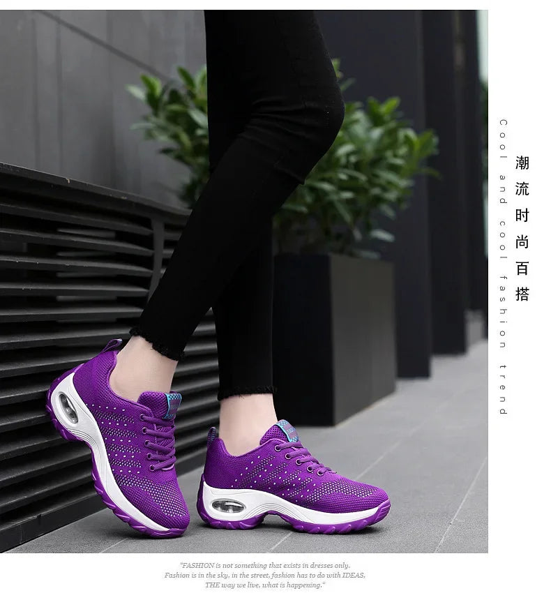 Woman Sneakers Fashion Casual Shoes Summer Cushion Mesh Female Shoes Comfortable Breathable Heightening Sneakers for Women