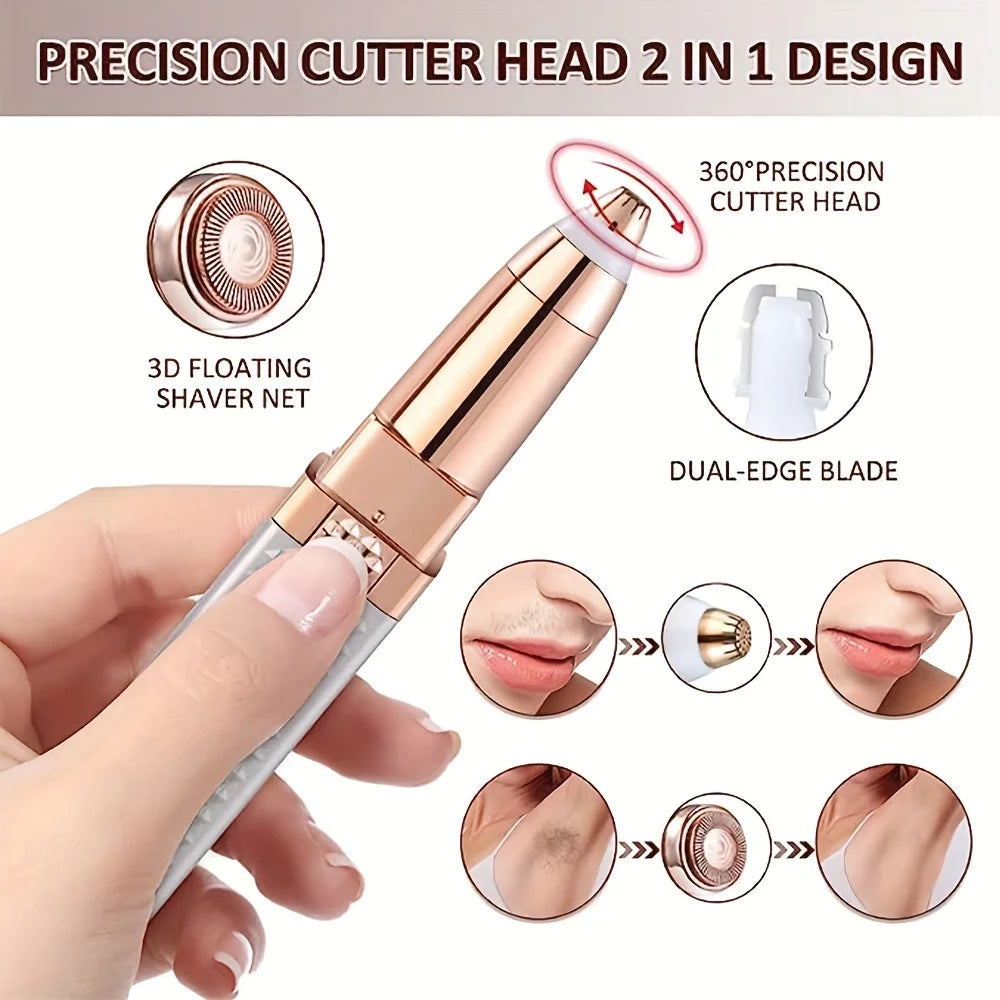 Rechargeable 4-in-1 Women's Electric Shaver for Full Body Hair Removal Including Eyebrow Nose and Bikini Trimming