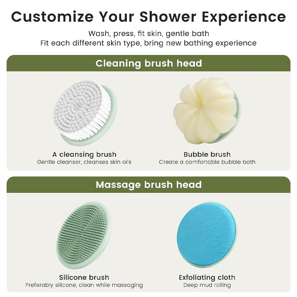 Electric Silicone Bath Brush with Long Handle