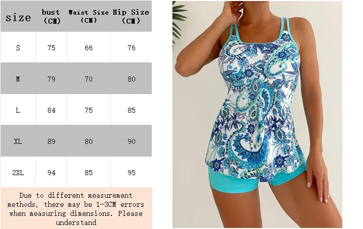 Women's two-piece Paisley leaf print swimsuit