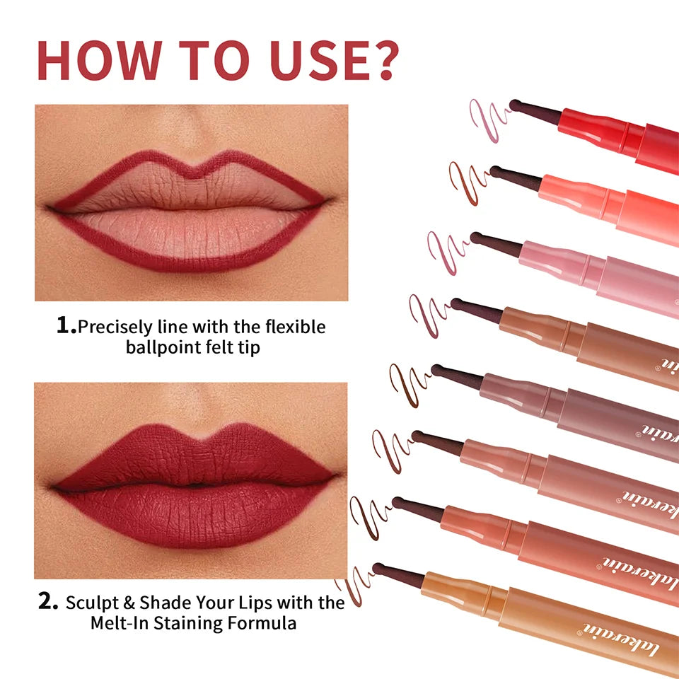 Lakerain Inno Ballpoint Pen Style Lip Liner Long-lasting Non-fading Lip Makeup Lip Line Pen for Clear Definition