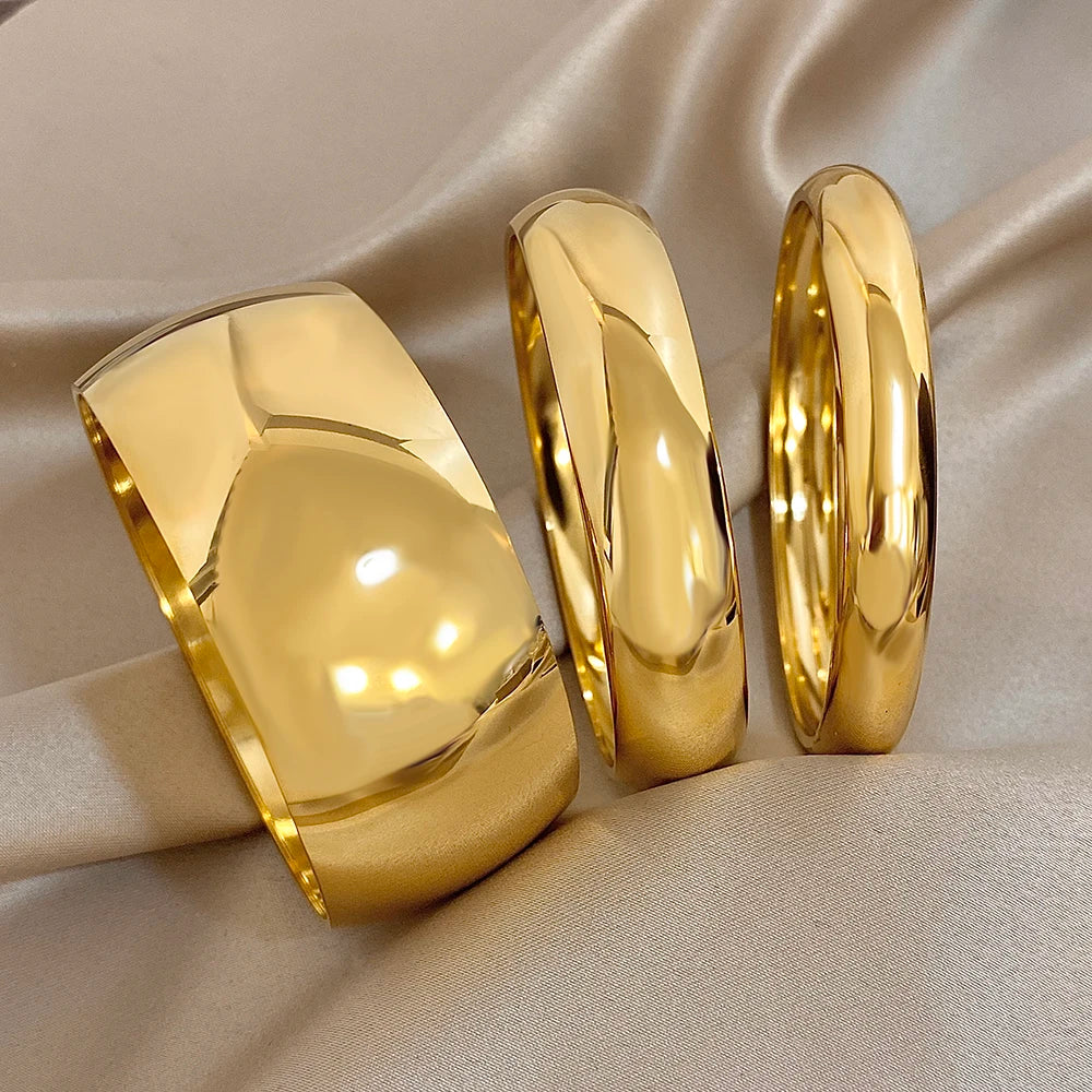Glossy Gold Bangle Stainless Steel Jewelry