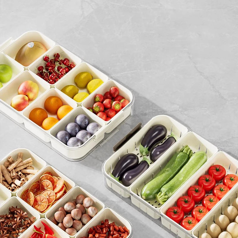Divided Serving Tray with Lid , Food Storage Container, Snack Box, 4/8 Compartment Snack Containers, Fruit Storage Containers