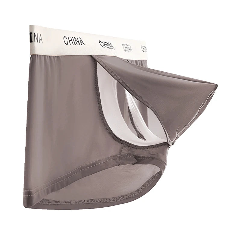 Open Front Underwear Men Sexy Men's Boxer Shorts Panties Breathable Pouch Bulge Underpants Male