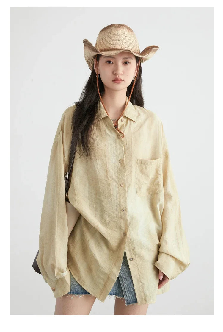 CHIC VEN Women Tie-Dye Casual Long Sleeve Shirt