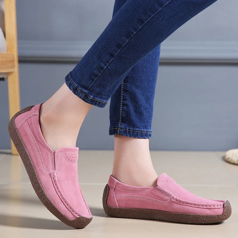 Spring Autumn Women Shoes Big Size Flats Women Suede Loafers Soft Comfortable Women Casual Shoes Slip On Moccasins Shoes Female