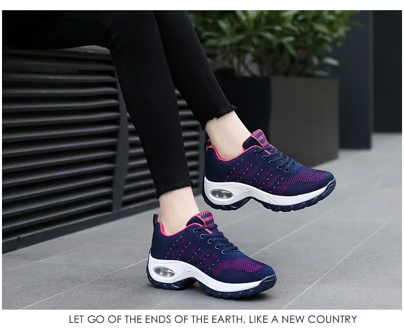 Woman Sneakers Fashion Casual Shoes Summer Cushion Mesh Female Shoes Comfortable Breathable Heightening Sneakers for Women