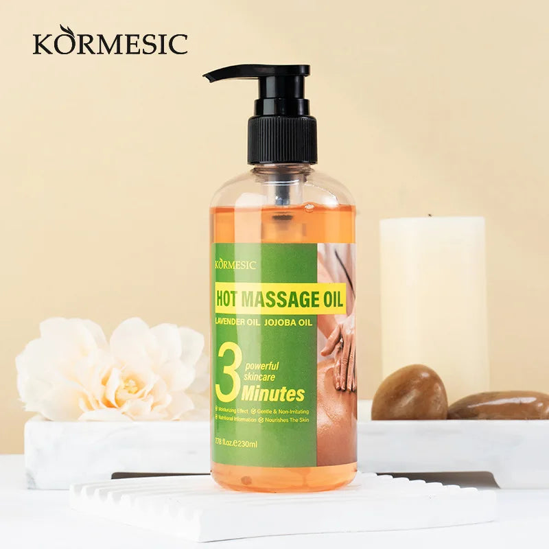 230ml Body Massage Essential Oil, Containing Glycerin, Lavender Extract, Caffeine, and Other Ingredients, the Warming Massage Oil Helps to Enhance and Tighten the Skin, Especially Suitable for after Exercise or Prolonged Peri