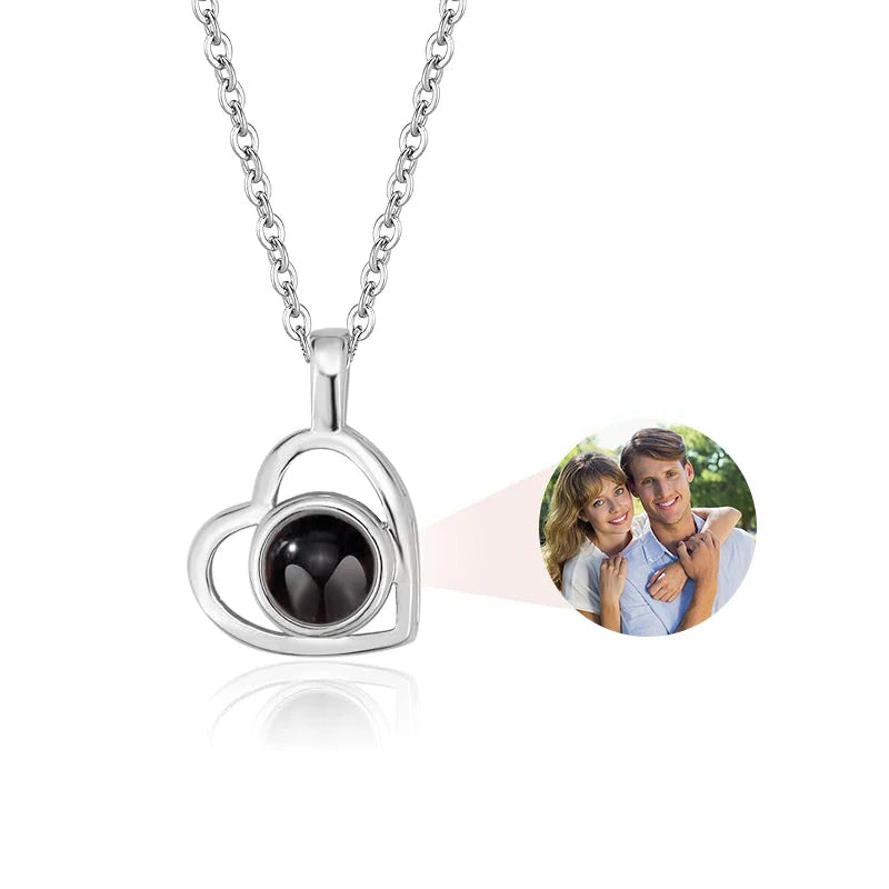 Personalized Picture Projection Necklace Custom Photo Pendant Necklace Love Memorial Gifts Birthday Gifts for Mom Wife Valentine