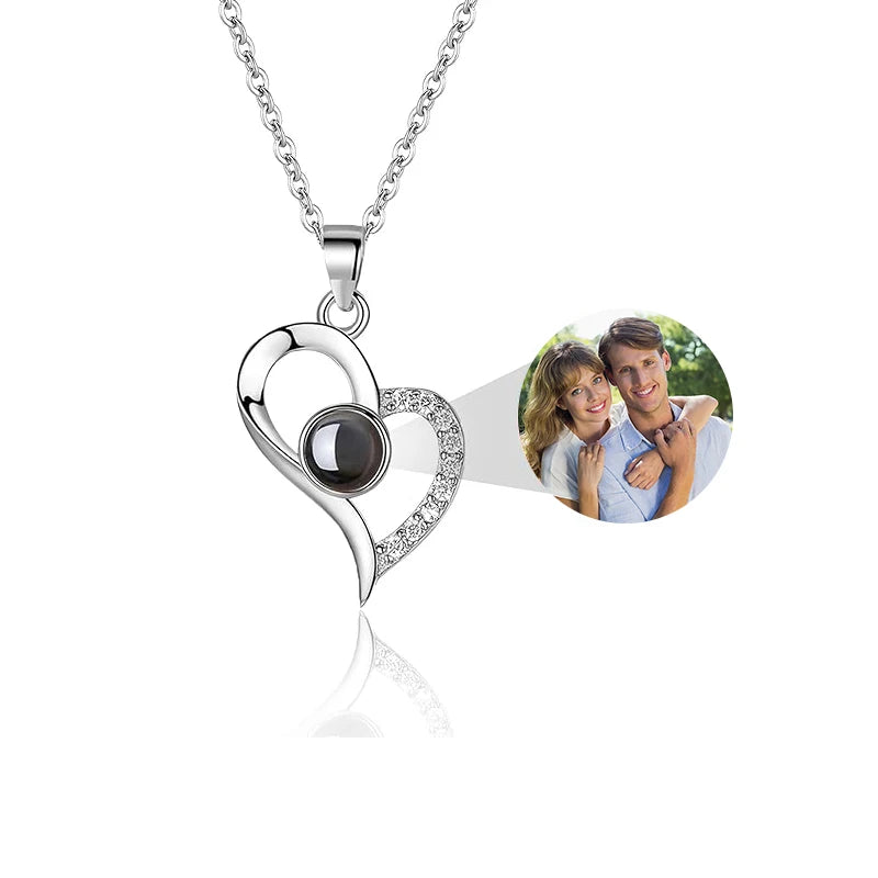 Personalized Picture Projection Necklace Custom Photo Pendant Necklace Love Memorial Gifts Birthday Gifts for Mom Wife Valentine
