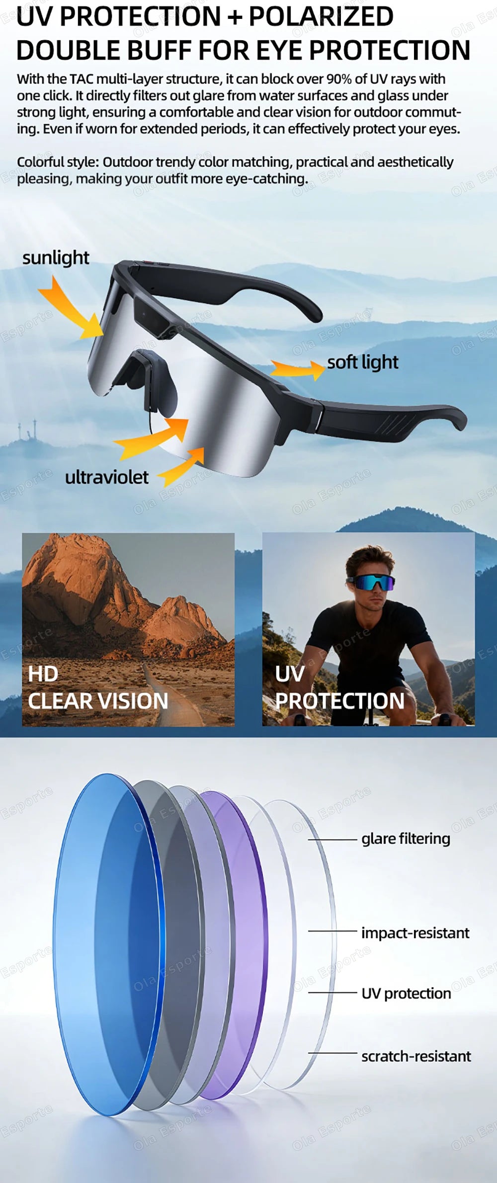 2026 New AI Smart Shooting & Recording Glasses with 800W Camera HD Anti-shake Bicycle Riding Shooting Artifact Windproof Goggles