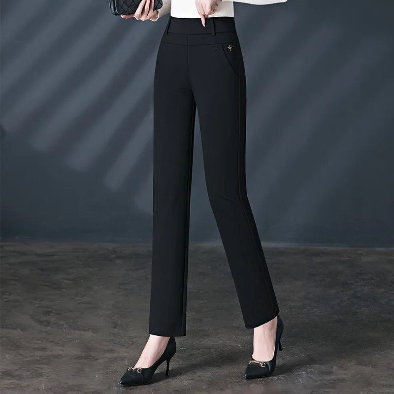 2026 New Women's Black Stretch Suit Pants, Fashion Purple Slim Trousers Green Brown Pantalones 27-34
