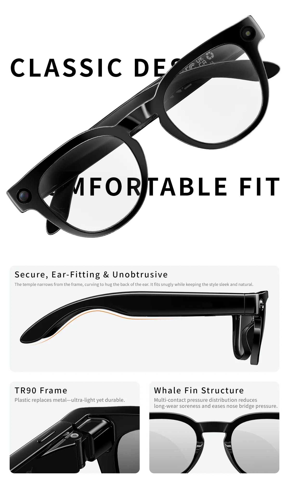 2026AI smart glasses HD 800W anti-shake camera AI dialogue real-time translation IP67waterproof Bluetooth audio smart sunglasses