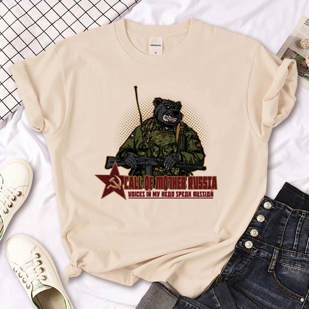Army Russia Tee women comic manga graphic t shirt girl streetwear clothes