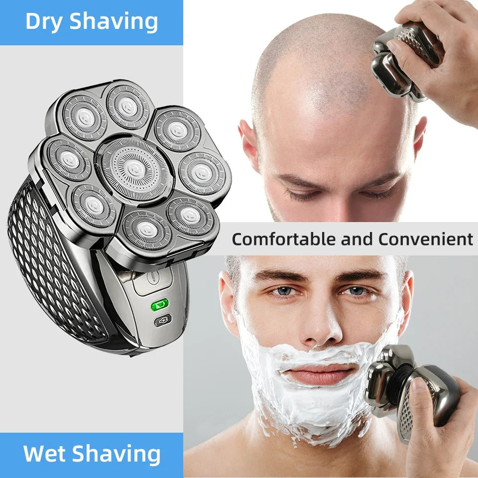 6 in 1 Professional men Waterproof electric shaver with 9 Cutter Floating Head, USB Rechargeable Multifunction Grooming Kit