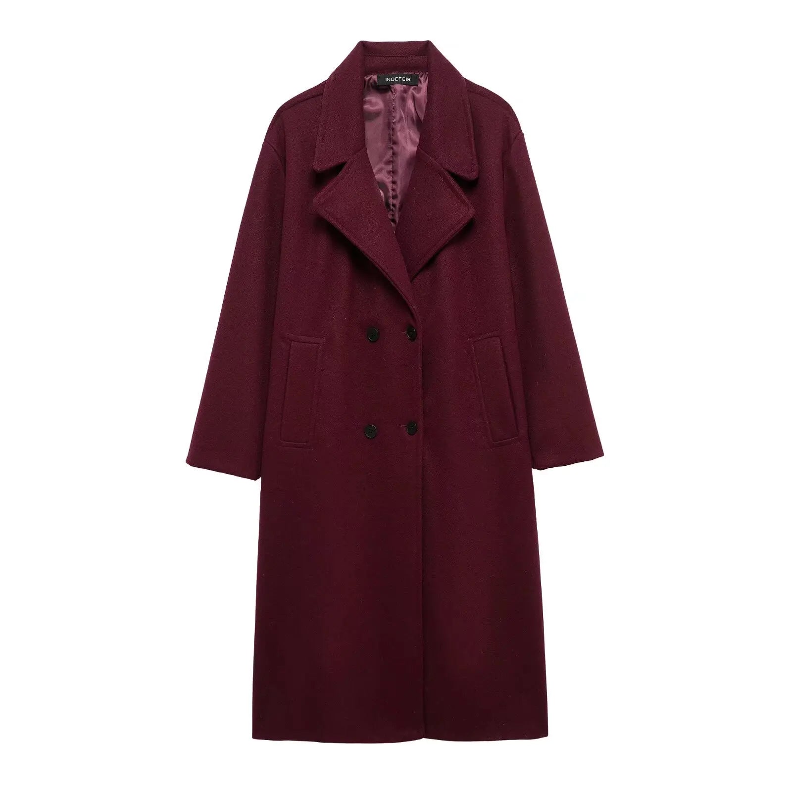Retro Soft Material Loose Coat with Tweed Pattern Double Breasted Suit Collar Autumn Fashionable All-Match Women's Windbreaker