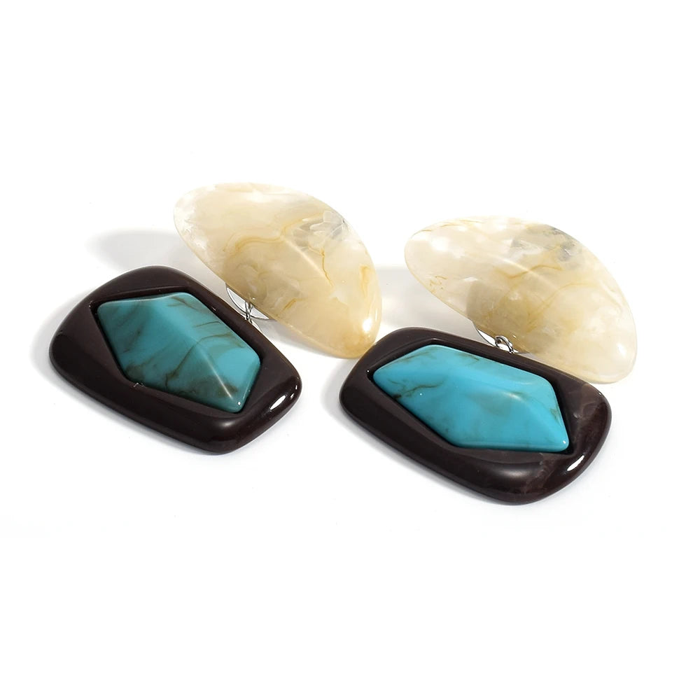 Vintage Summer Resin Drop Earrings For Women Acrylic Geometric Earrings Jewelry Gifts Accessories