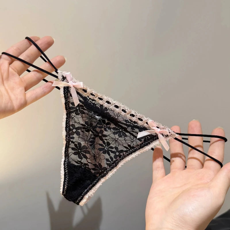 Women Panties Трусы Женские Sexy Lace Bow Female Underwear Women Low Waist Transparent Breathable Thongs Lingerie Стринги