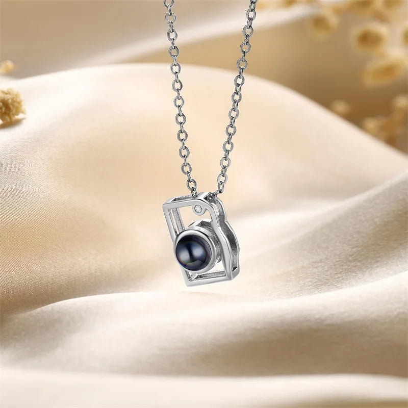 Custom Picture Necklace Personalized Photo Projection Necklace Camera Pendent Necklace Customized Picture Memorial Jewelry Gifts