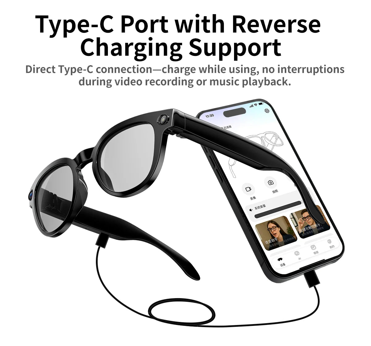 2026AI smart glasses HD 800W anti-shake camera AI dialogue real-time translation IP67waterproof Bluetooth audio smart sunglasses