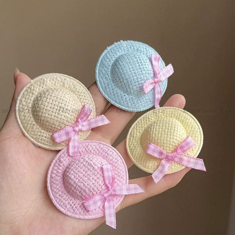 Creative Hair Clips Summer Cute Woven Straw Hat Hairpins for Baby Girl Sweet Kids Barrettes Fashion Hair Accessories пучки волос