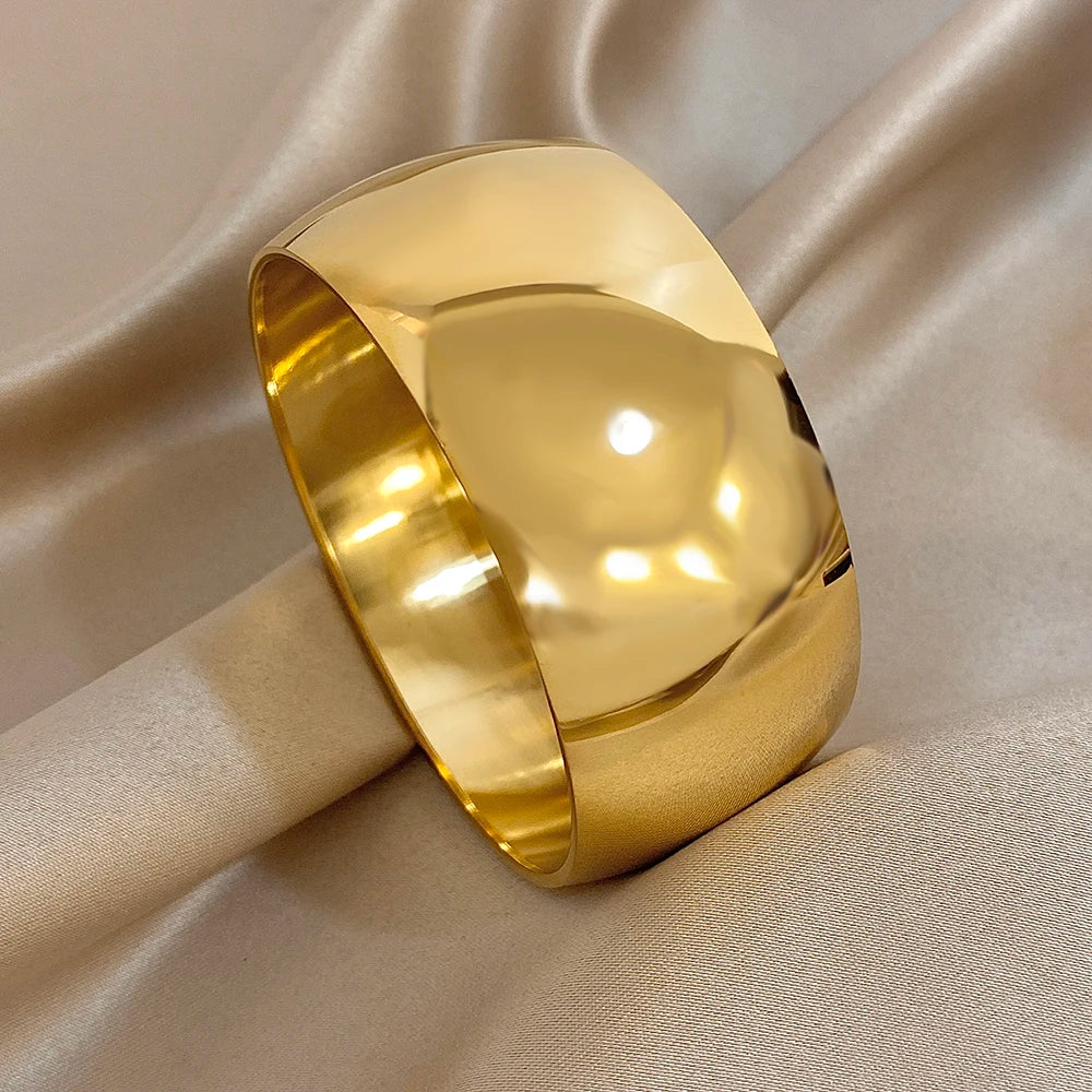 Glossy Gold Bangle Stainless Steel Jewelry