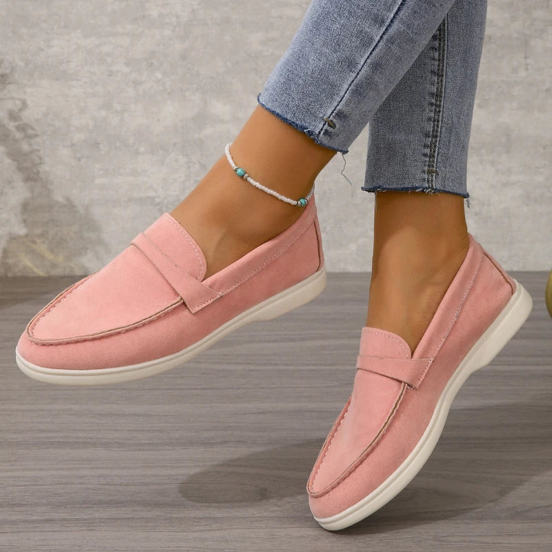 New 2024 summer Women's British Fashion Solid Color Suede Canvas  Lightweight  Flat Shoes Outdoor Comfortable Casual Shoes