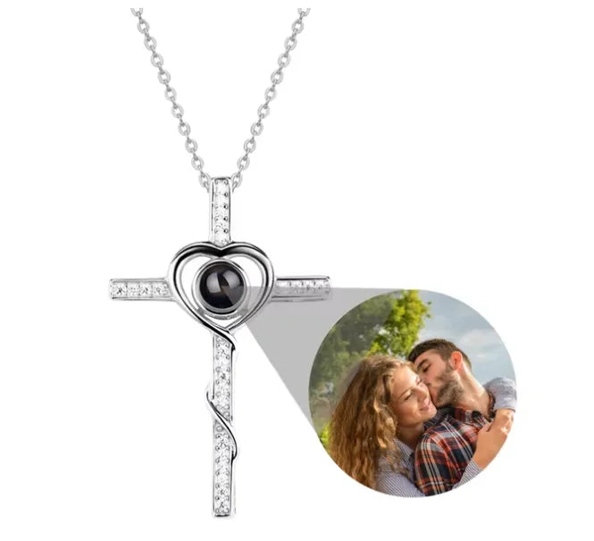 Valentine's Day Gift Photo Custom Projection Necklace Lock Shaped Projection Necklace Lover Family Wife Husband Memory Gift