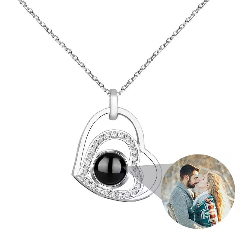 Personalized Picture Projection Necklace Custom Photo Pendant Necklace Love Memorial Gifts Birthday Gifts for Mom Wife Valentine