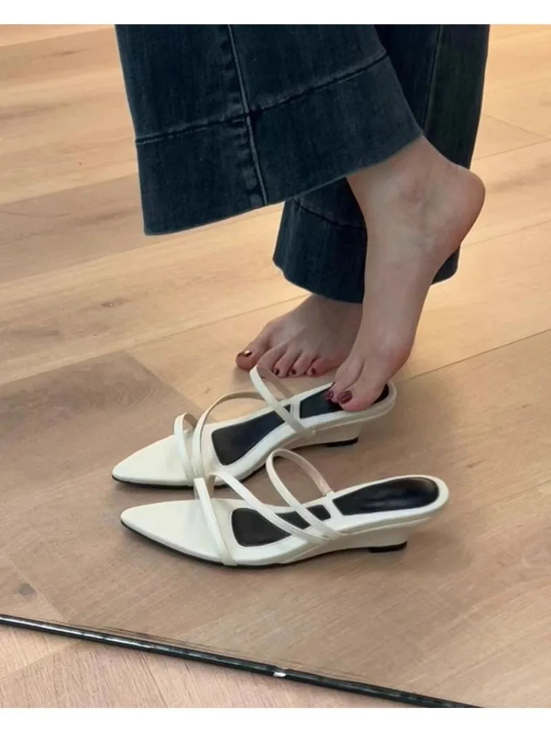 Hot selling Slippers Women Wedges Sandals High Heels Shoes Summer 2025 Sexy Beach Shoes Casual Flip Flops Slides Woman