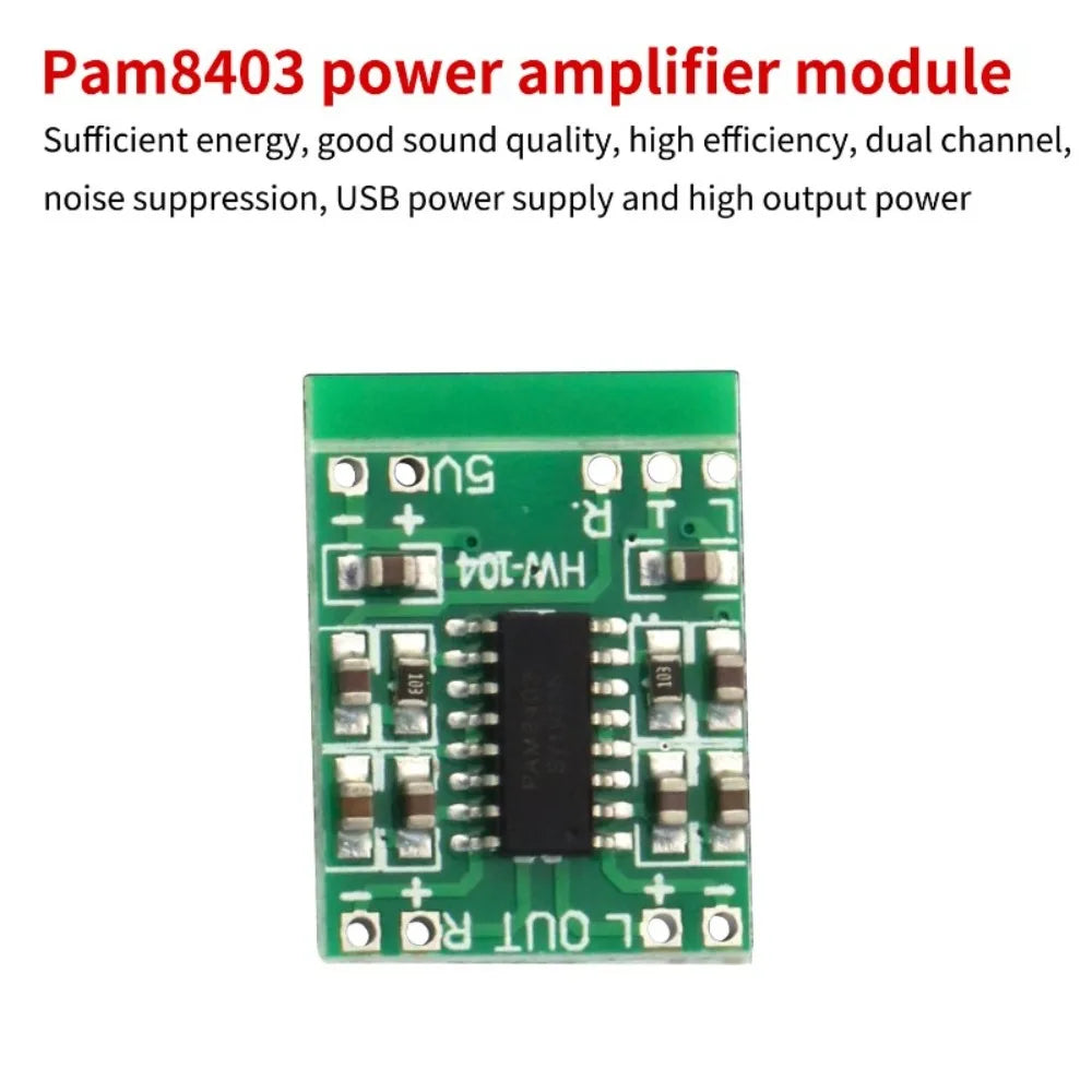 5-20Pcs PAM8403 Mini Power Amplifier Board 2-Channels Stereo Audio Amplifier Module for Arduino 2.5V-5.5V 2*3W USB Power Supply