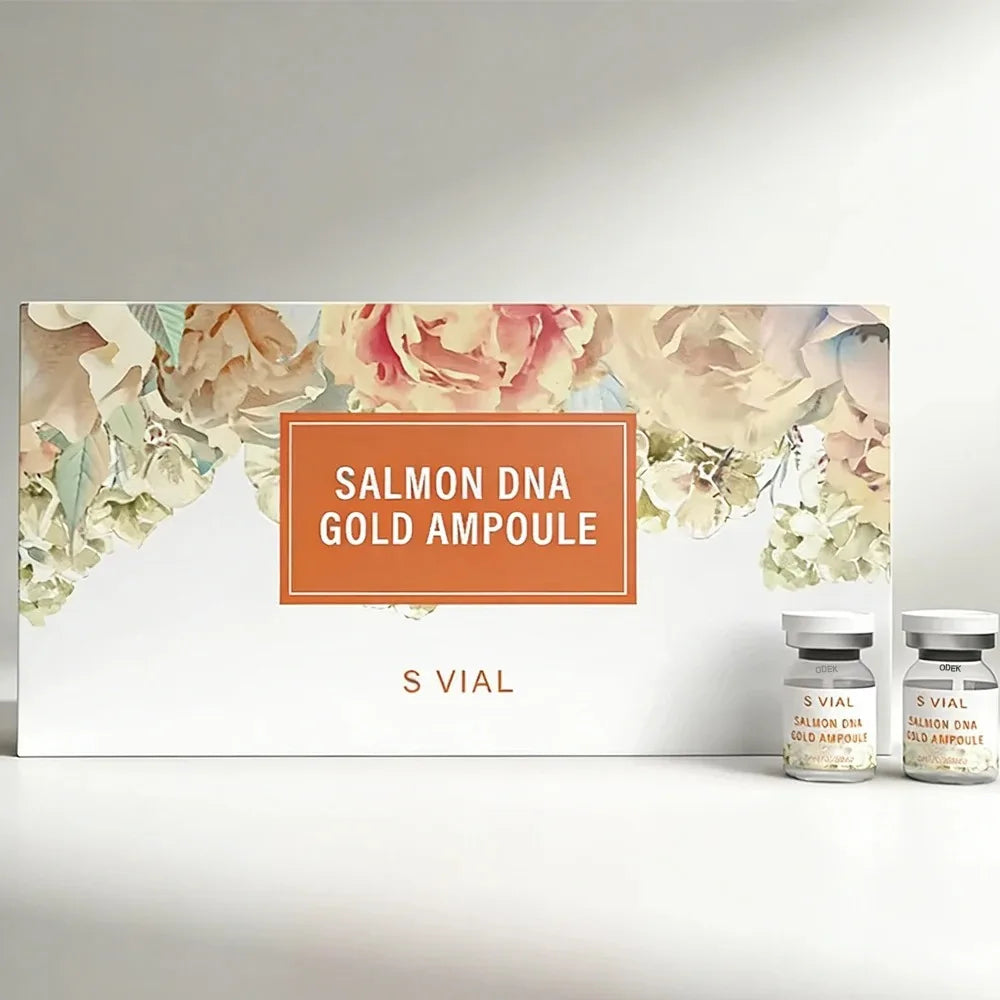 Salmon DNA Gold Peptide Ampoule Serum Kit - 10 Vials x 5ml - Brightening Whitening Moisturizing Face Skin Care Booster