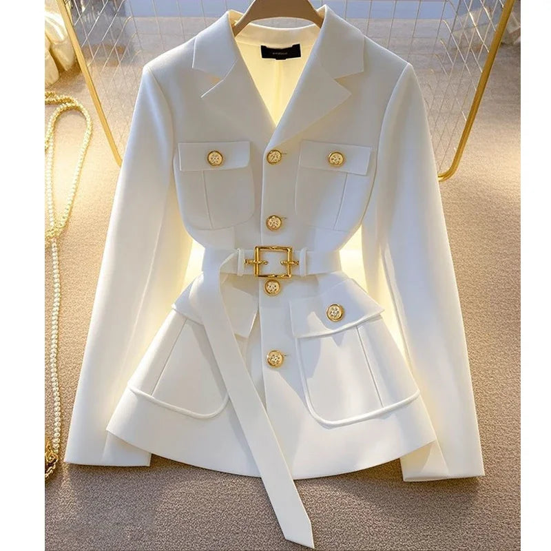 2025 new waist cinched suit jacket for women's casual fashion  unique temperament top jacket